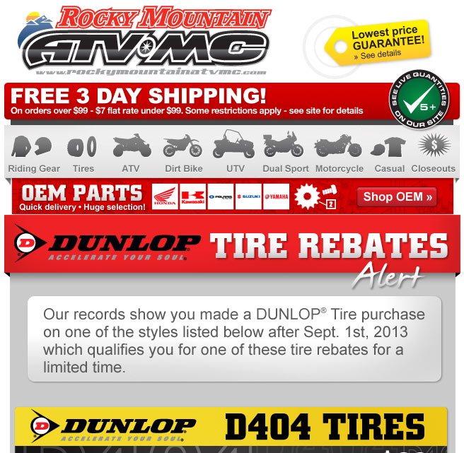 Dunlop Tires Motorcycle Rebate